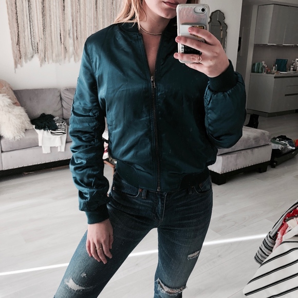 emerald green bomber jacket
